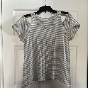 LA Made White and Black Cut Out Short Sleeve Tee